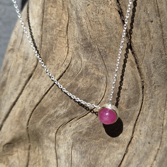 Pink Ruby 4k sterling & gold necklace - Picture 8 of 8